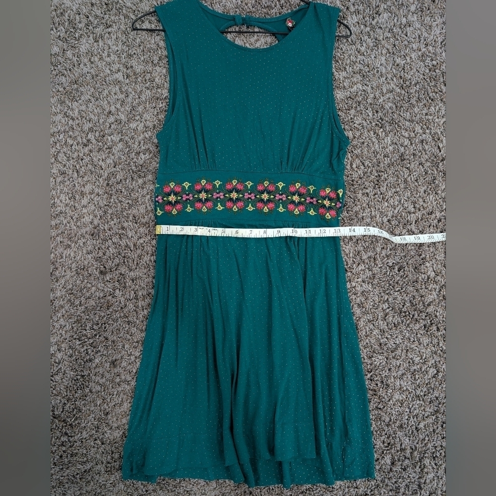 Free People Turquoise Polkadot Floral Embroidered Sleeveless Dress - Picture 8 of 9